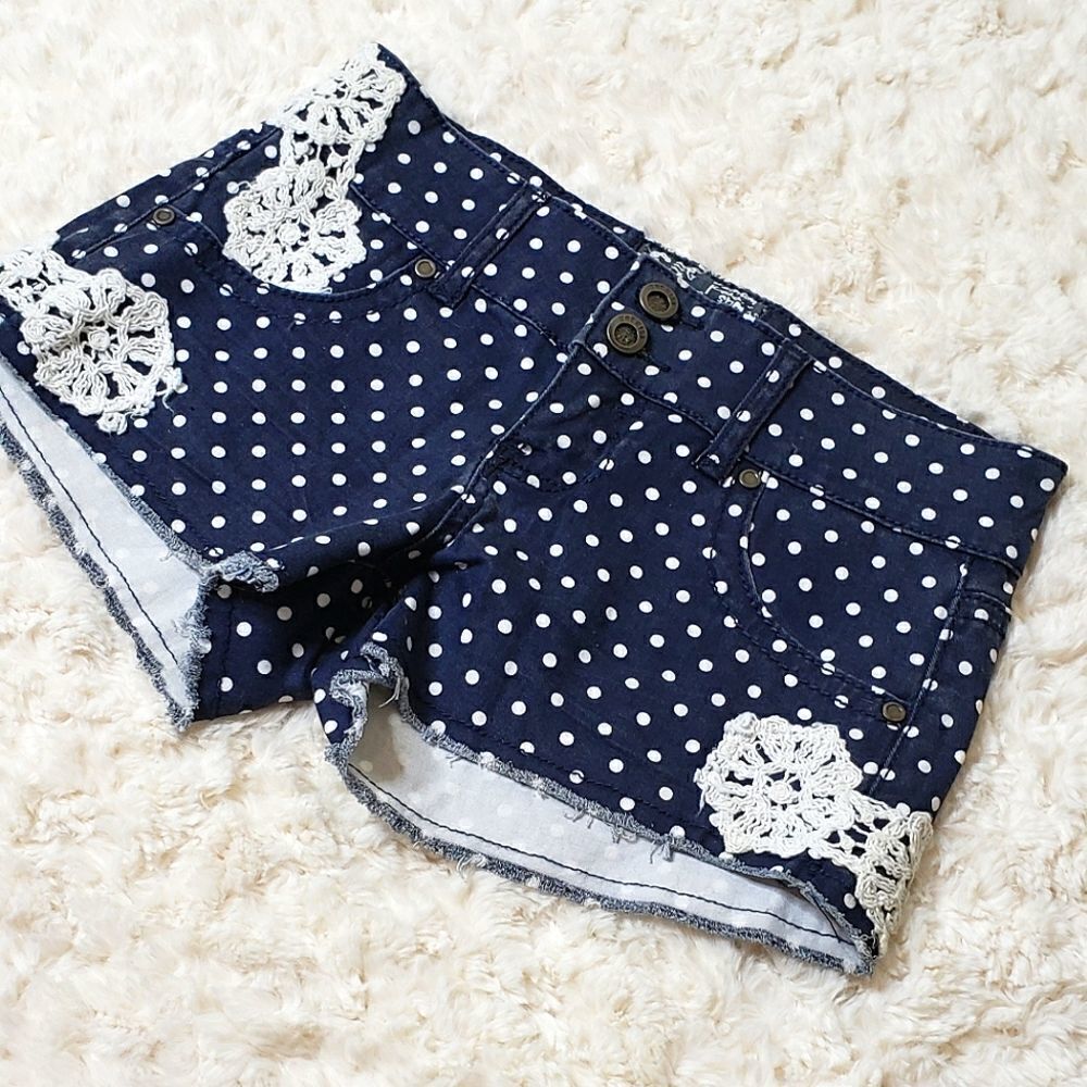 Hot Kiss Shorts Navy Polkadot & Lace